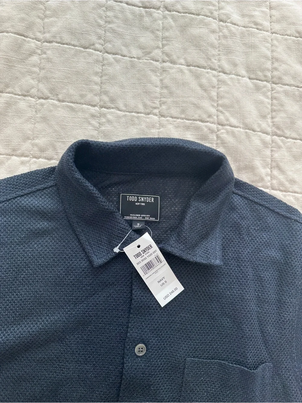 Todd Snyder Navy Textured Button-Down Shirt
